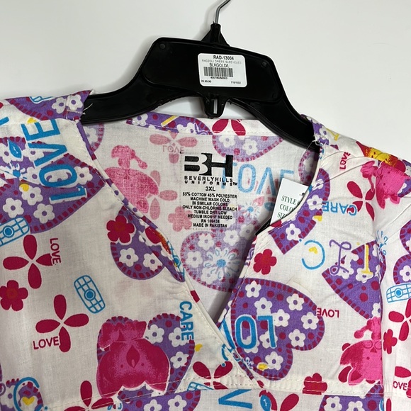 NWT Beverly Hills Uniforms Scrubs 3X PLUS SIZE - Hearts and Love - Picture 2 of 7
